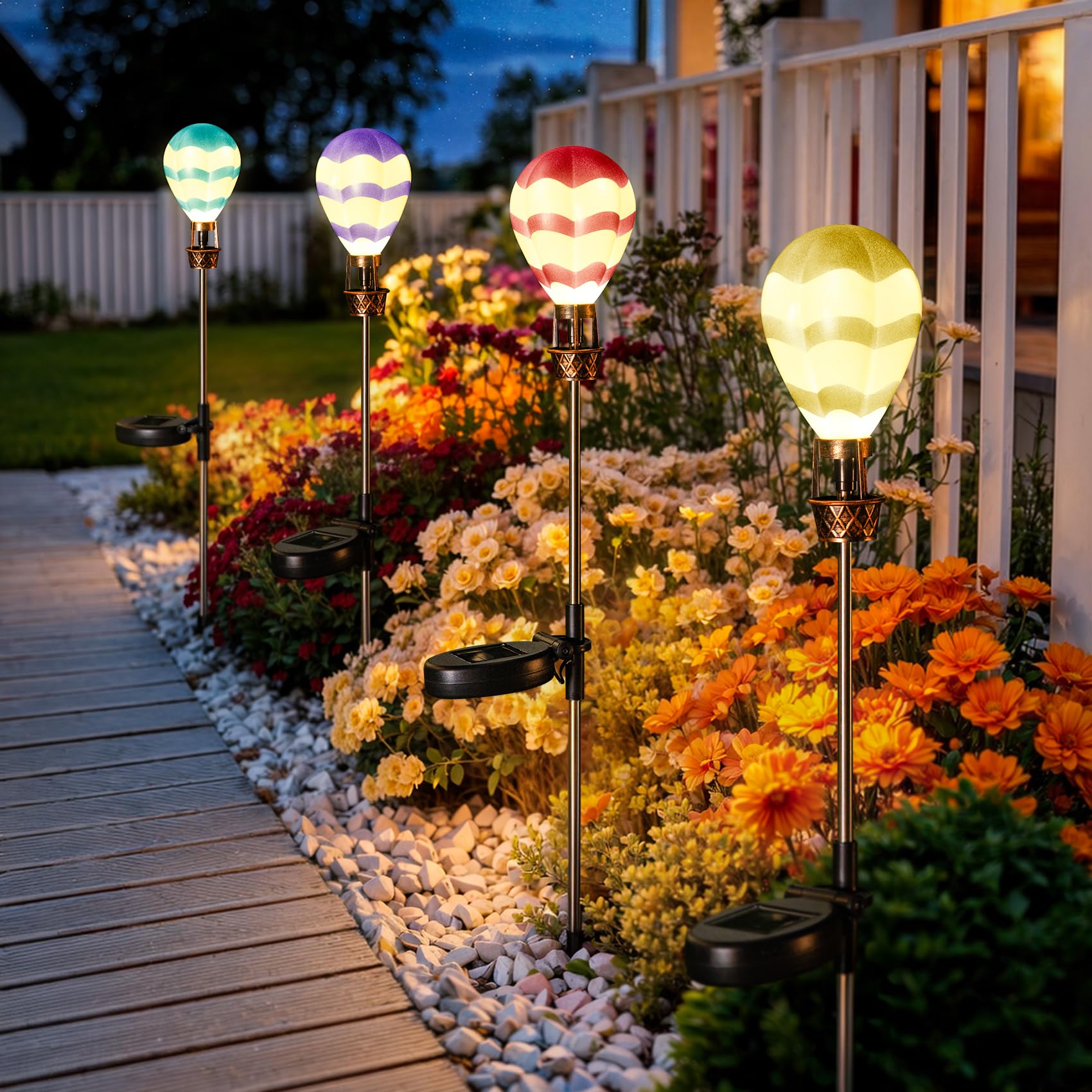 Outdoor Solar Garden Stake Lights, set van 2 lampen op zonne-energie met 8 Lily Flower kleurveranderende LED Solar Stake Lights voor Tuin Achtertuin ( Wit Paars