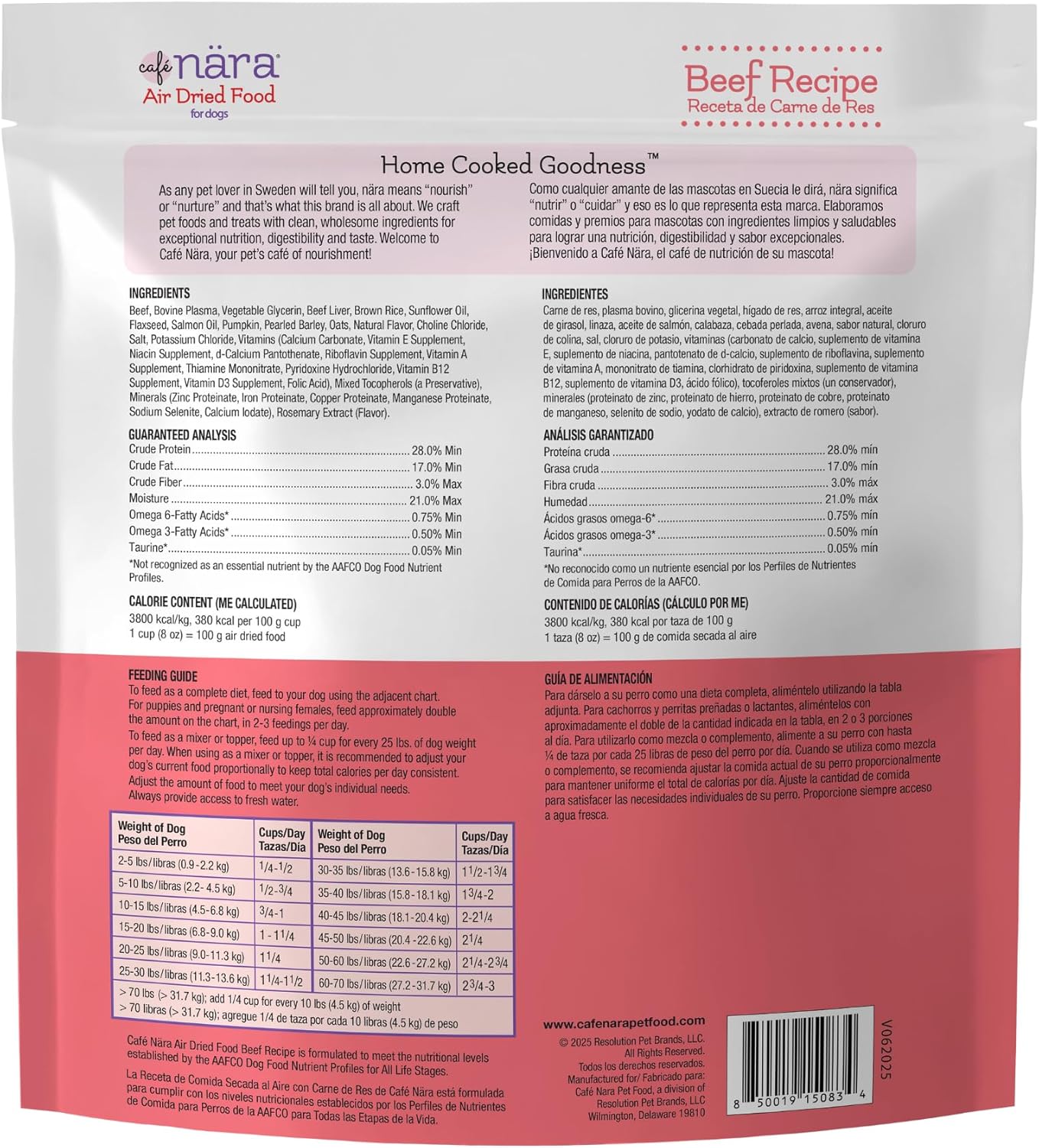 Café Nara - Beef Air-Dried Food for Dogs - Complete Meal, Food Topper or Treat - Minimally Processed & Highly Digestible - for All Breeds & Ages - Wheat, Corn & Soy Free - Made in USA - 3 lb Bag