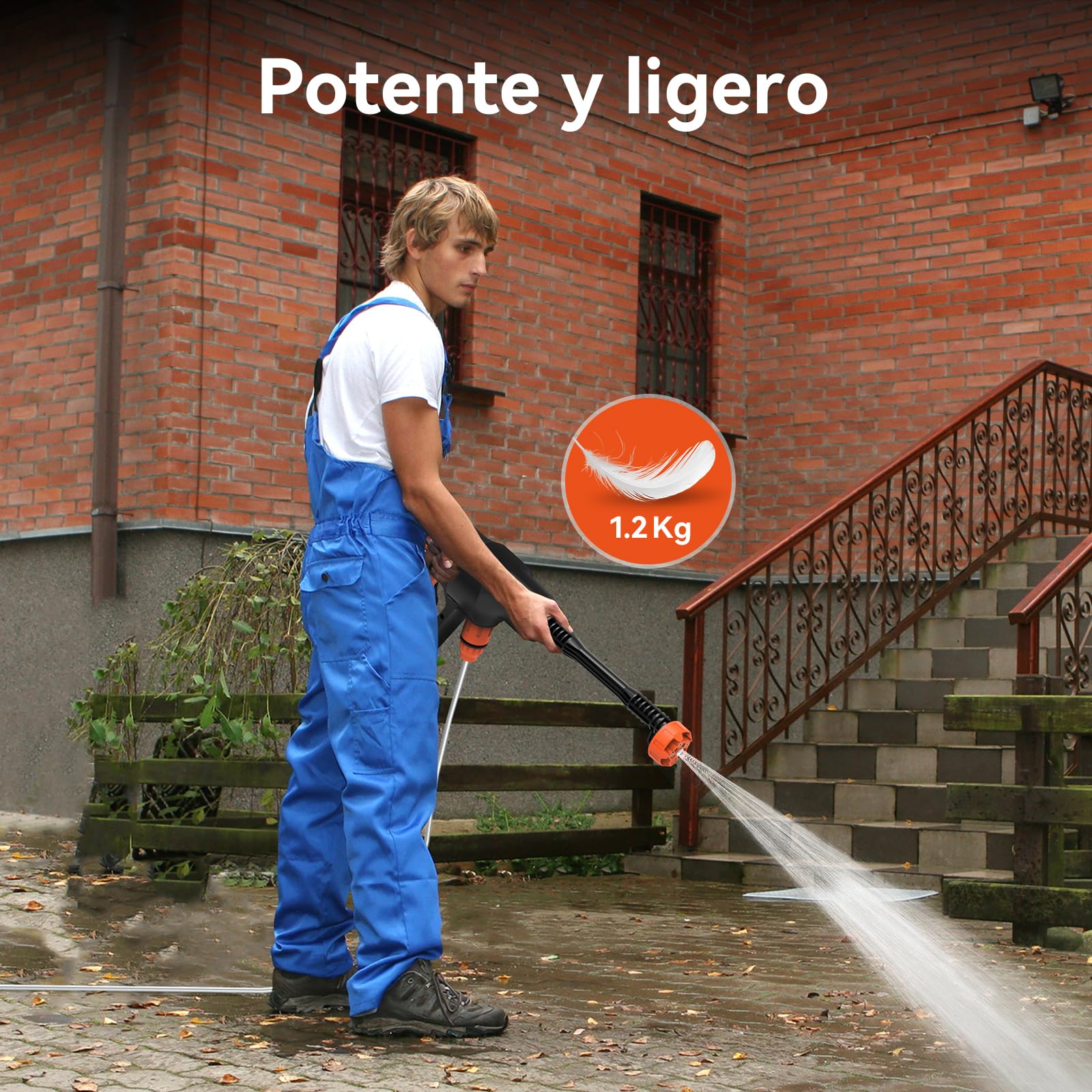 Hidrolimpiadora a Batería, Bravolu MAX 500 PSI Hidrolimpiadora de Alta Presión Portátil con Boquilla Multifunción 6 en 1 Negro