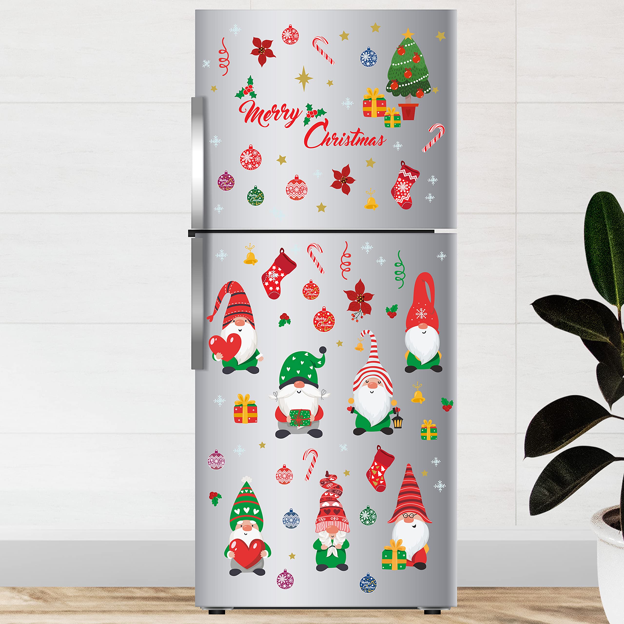 WALPLUS Christmas Combo Decorations Wall Stickers Merry Christmas with Cute Gnomes Wall Art Window Display Clings Display Decals Living Room Sale Clearance Home Living Room Bedroom DIY Gift