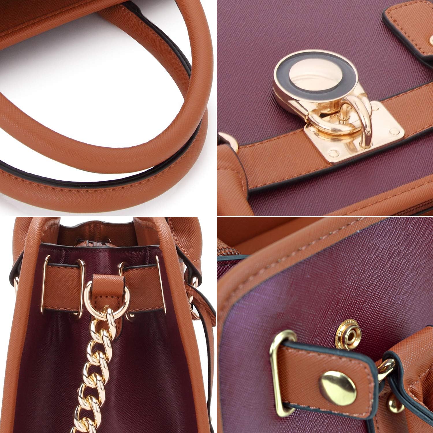 Dasein Women Handbags Top Handle Satchel Purse Shoulder Bag Hobo Bag Work Bag Set 2pcs - Image 4