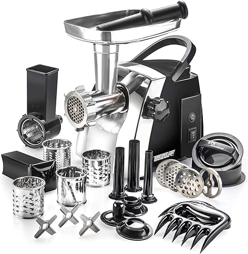 STX Turboforce Serie 2000 6 en 1 potente picadora de carne eléctrica para uso doméstico  Relleno de salchichas (3 tamaños)  Máquina de Kubbe