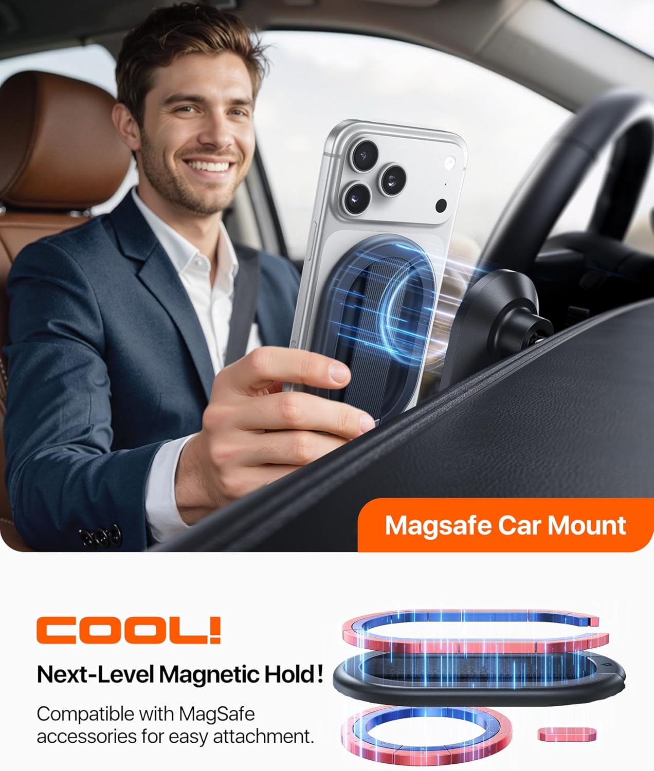 andobil [2026 All-New] Magnetic Phone Grip for Magsafe w/Finger Strap [Comfortable & Durable] Magnetic Phone Ring Holder for MagSafe Accessories & iPhone 17 Air 16 Pro Max Plus 15 14 13 12, Deep Blue