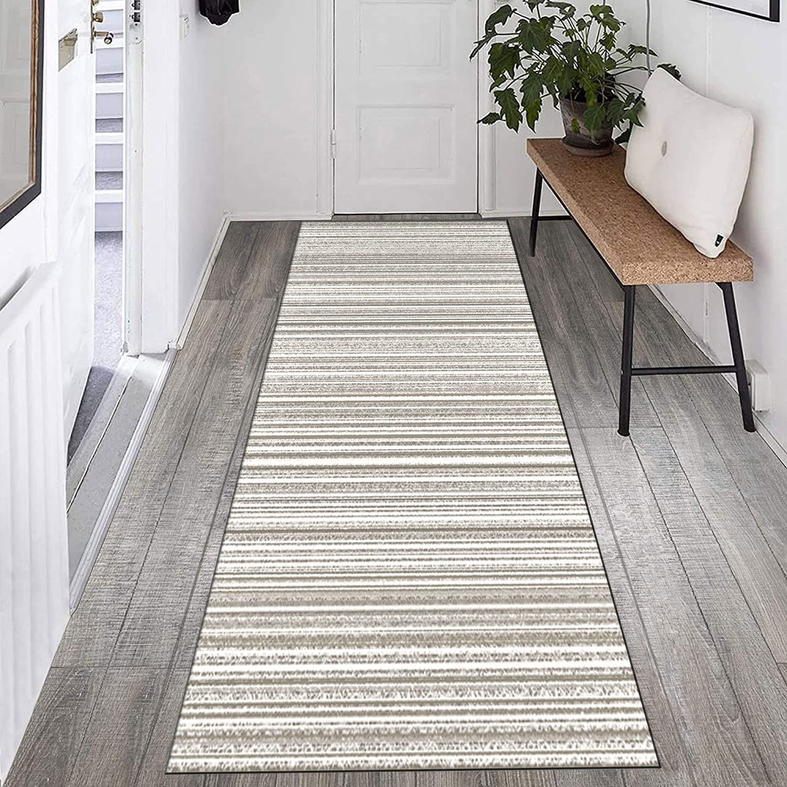 Tapis de couloir antidérapant de style marocain rayé pour salon et cuisine moderne