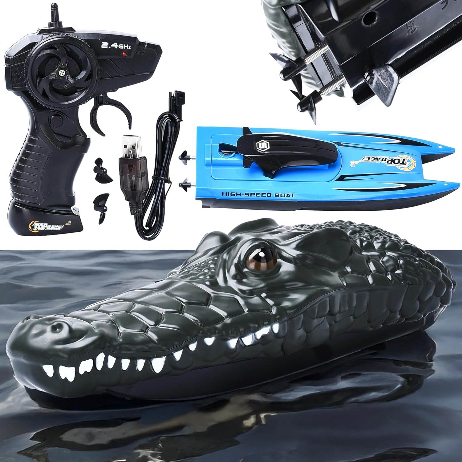 Top Race Remote Control Alligator Head – Remote Control Boat Prank Toy for Kids, Adults, Pranksters – 2.4G Waterproof RC Boats – Battery Powered – 3Hx10.2Linch Top Race Remote Control Alligator Head – Remote Control Boat Prank Toy for Kids, Adults, Pranksters – 2.4G Waterproof RC Boats – Battery Powered – 3Hx10.2Linch