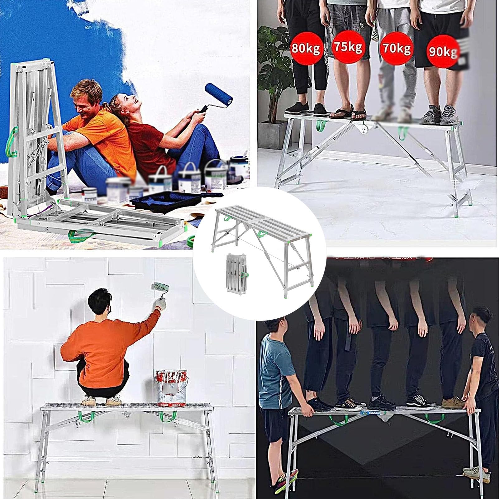 Andamio Multiusos de Altura Regulable con Escalera de Torre Plegable portátil, Ideal para reformas, Lavado de vehículos y Limpieza (180 cm).