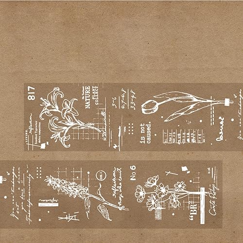 KKONION Flower Mushroom Decorative Adhesive Tape Retro Plant Transparent Masking Washi Tape Scrapbooking Sticker Label 2 pcs