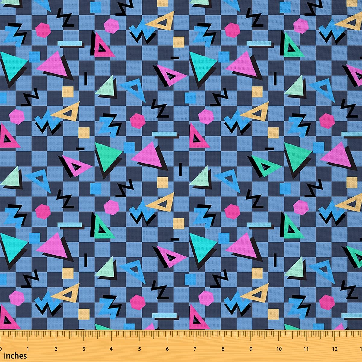 80s 90s Memphis Fabric by The Yard Memphis Geometric Vintage Fashion Upholstery Fabric for Chairs Modern Art Buffalo Check Waterproof Outdoor Fabric 5 Yards (L460*W150cm) — image 1