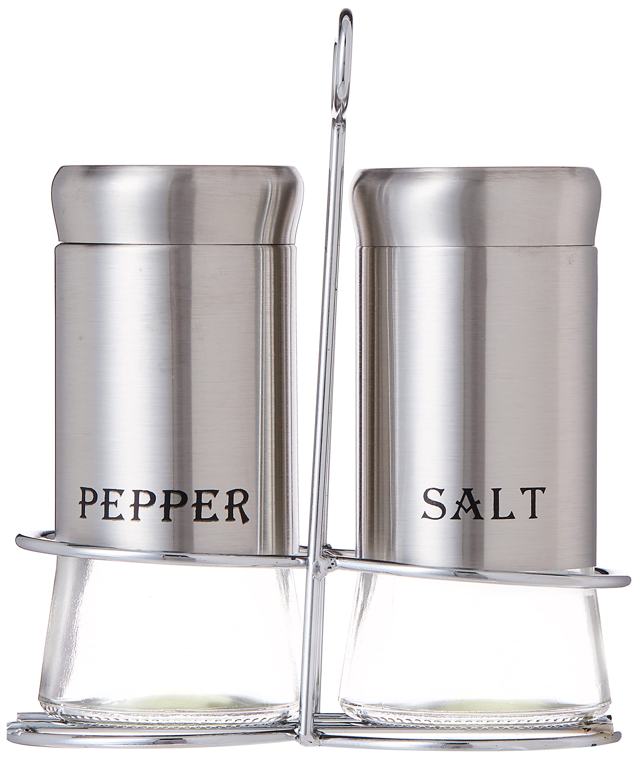 Cuisine Art 2-Piece Salt and Pepper Shaker Set – 150ml Transparent Soda Lime Glass Spice Jars with Rust-Resistant Stainless Steel Lids, Silver