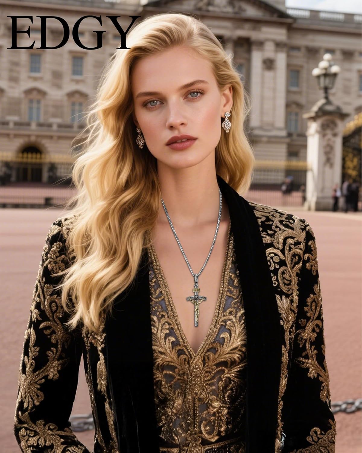 Catholic Crucifix Necklace for Men and Women, Antique Silver/Gold/Silver Gold Cross Necklace with Exquisite Jesus Pendant, 18~30" Stainless Steel Chain, Christian Jewelry Gift - Image 3