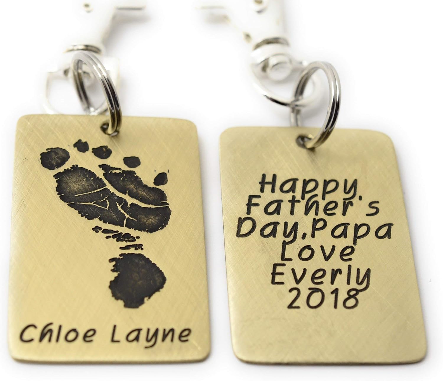 Footprint Keychain, Personalized Custom Key Chain, First Father's Day, Mother's Day Present, Custom Keychain, Your Footprint Image Keychain, Engraved Keychain
