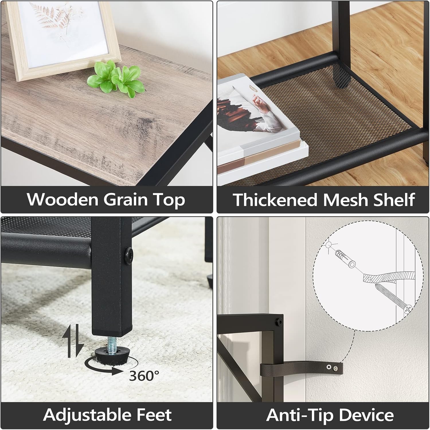 MAHANCRIS Sofa Table with Power Outlet, 43.7" Console Table with USB Ports, Behind Couch Table, Entryway Table for Living Room, Entryway, Foyer, Metal Frame, Adjustable Feet, Greige CTHG11E01Z1N1