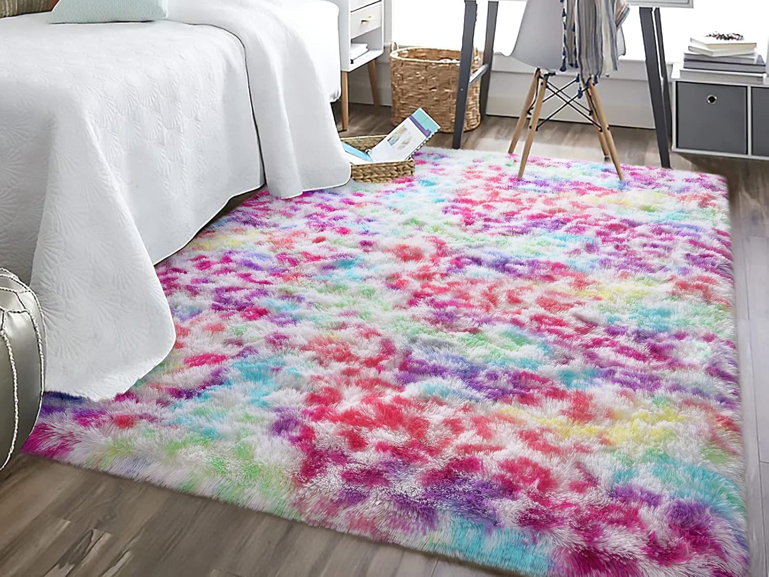 HOMORE Premium Leopard Fluffy Rugs, Leopard Print Rug for