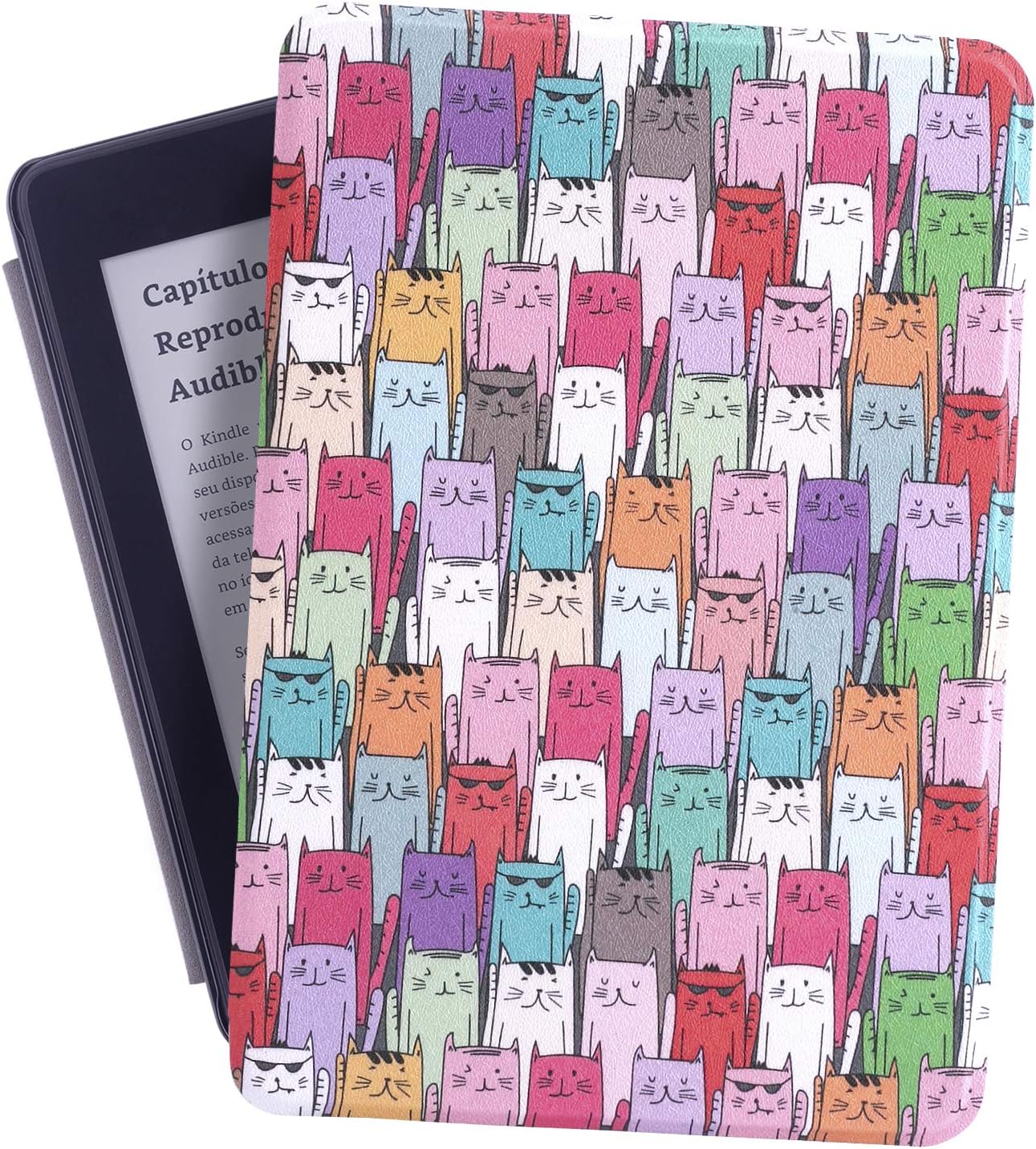 Vimorco Kindle Paperwhite Case 2018 Release for 10th Generation, Premium Lightweight Pu Leather with Auto Sleep/Wake for Amazon Kindle Paperwhite E-Reader, Colorful Cat