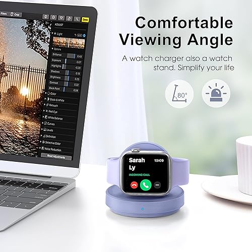 Miniatura 20 de Soporte de carga para Apple Watch, soporte de carga portátil inalámbrico magnético con cable de carga y adaptador compatible con iWatch Series 10 9