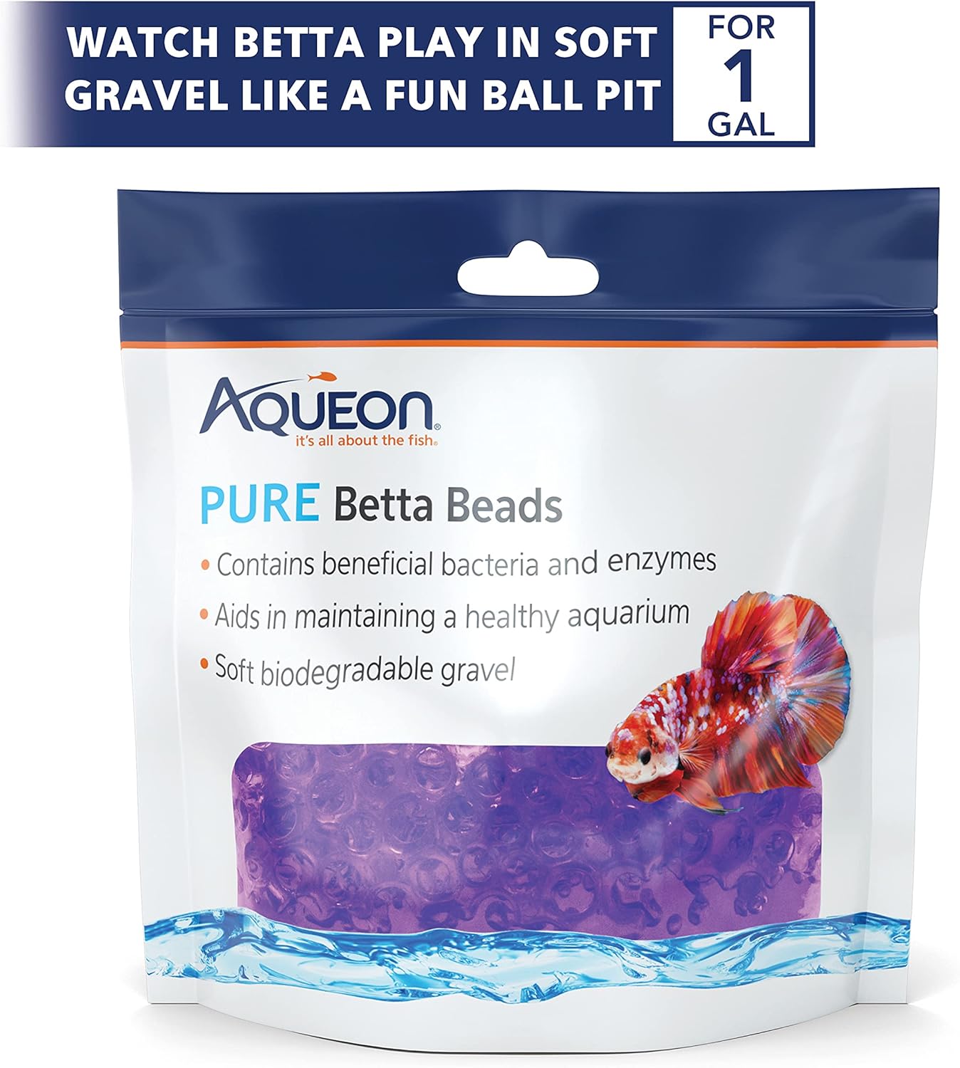 Aqueon Pure Betta Beads, Purple (Pack of 2)
