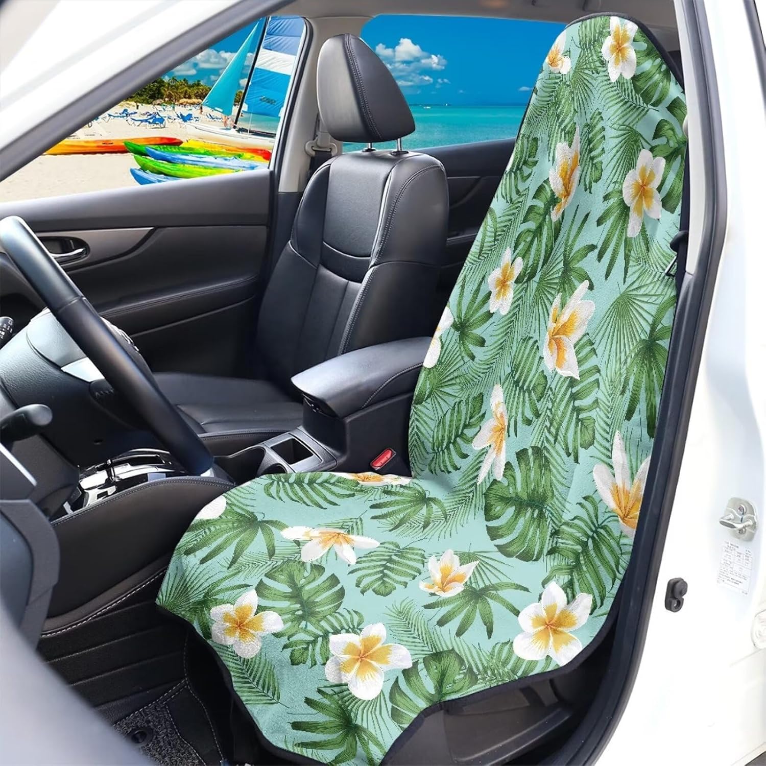 Car Seat Cover for Cars SUVs Trucks Jeeps,Waterproof Sweat Resistant Car Seat Covers for Gym Workout Running with Hawaiian Flower Design,Swimming Beach Hiking