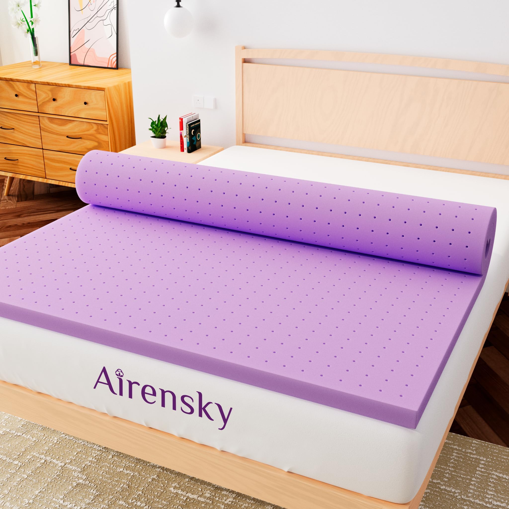 Airensky 2 Inch Cooling Gel Memory Foam Mattress Topper Twin Size - CertiPUR-US Certified Bed Topper Pressure Relief