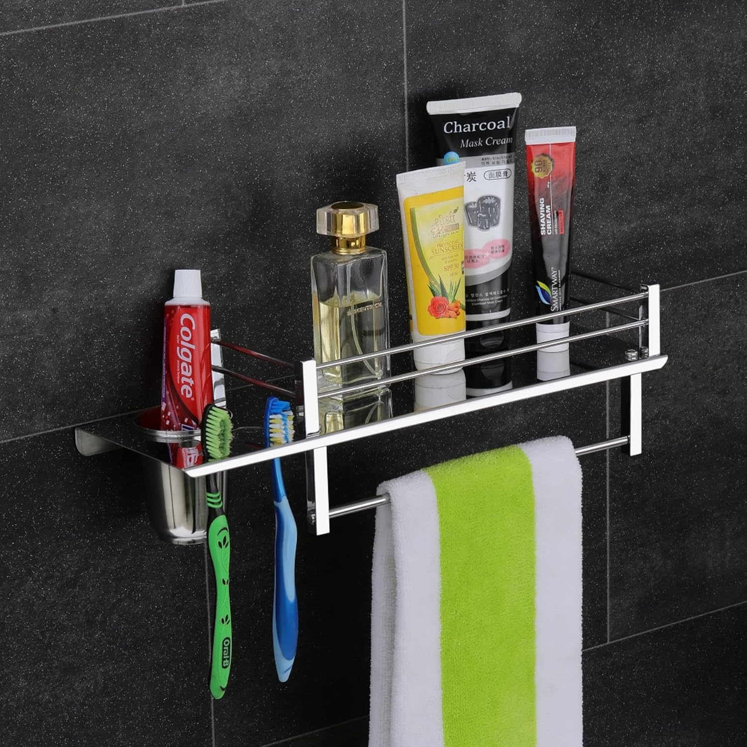 KRIVETY Stainless Steel Bathroom Organizer Shelf | 3 In 1 Bathrom Rack ...