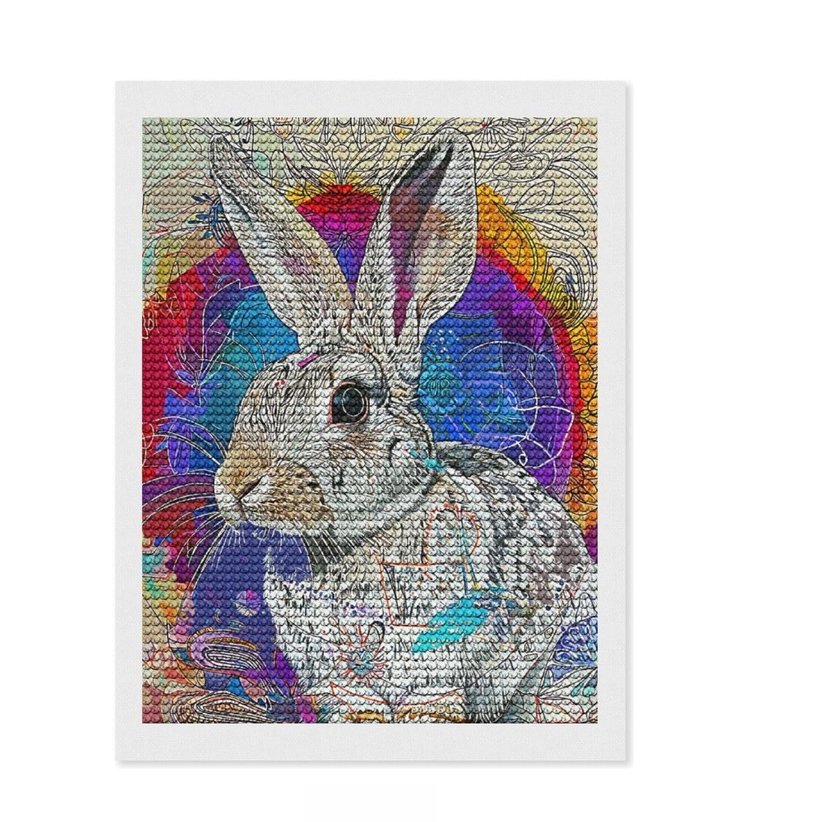 Junmoney Cony Art Diamond Painting Set 12"x16", Easy to Enjoy, Easy Handmade Project, Boho Decor, Birthday Gift, Stress Relief Craft
