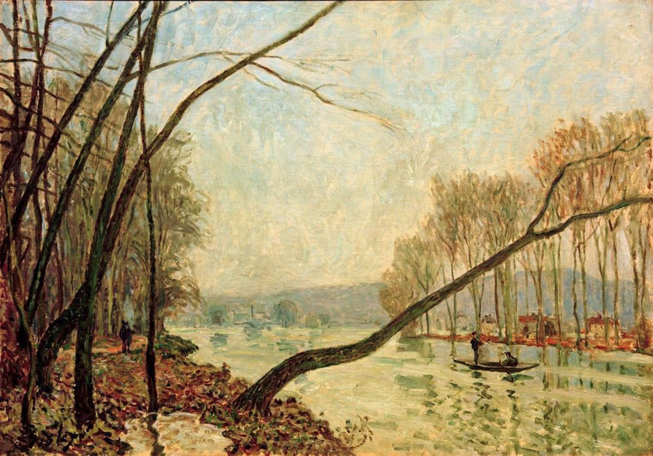 ARTXLXXBN Famous Painting Art Wall Decor Abstract Art Picture Seine Shore in the Fall by Alfred Sisle Animal Pictures for Home Decor 60x90cm