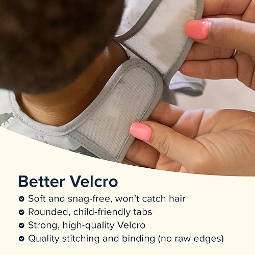 Miniatura 9 de Tiny Twinkle Babero de bebé a prueba de desorden, paquete de 2 baberos de manga completa, baberos impermeables para niños pequeños, lavable a Carbón