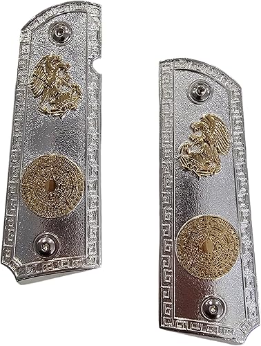 Miniatura 4 de Tek_Tactical Puños de repuesto Aztec Eagle 1911 tamaño completo para Kimber Colt Rock Island Springfield Taurus & Clones Gold Nickel Grips
