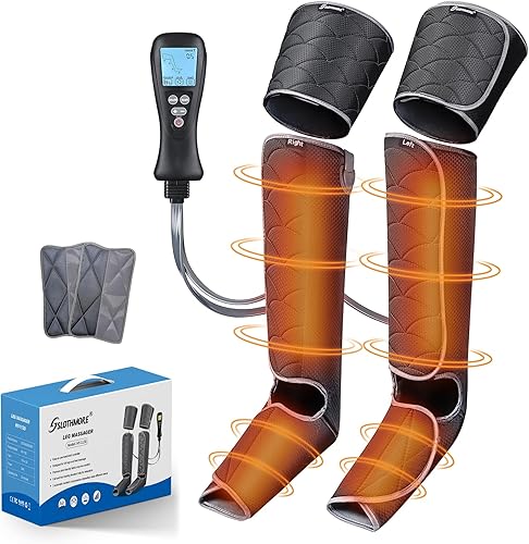 Masajeador de piernas de compresión de aire con calor, masajeador de pies y piernas para circulación y alivio del dolor, máquinas de botas de masaje