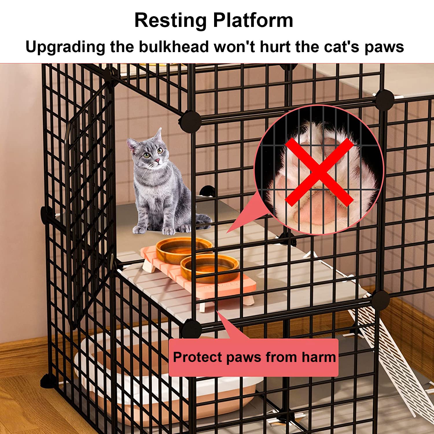 Jaulas para cobayas, Jaula para Chinchilla, Jaula para Gatos, Parque Infantil para Gatos de Bricolaje, Jaula para perreras de Alambre de Metal Desmontable de 3 Niveles, Lugar Grande para hac