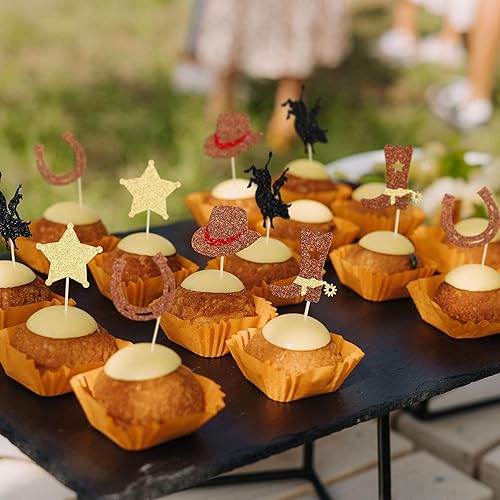 Miniatura 7 de 30 adornos de vaquero para cupcakes con purpurina, zapatos de caballo de vaquero, botas para cupcakes, temática occidental, baby shower, fiesta de
