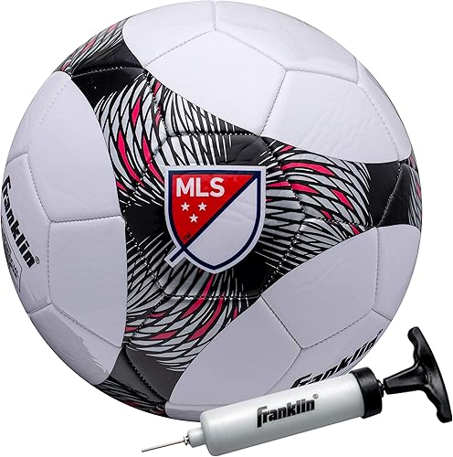 Franklin Sports MLS Pro Vent - Balón de fútbol  Tapa suave  Tamaño oficial y peso  Bomba de aire incluida