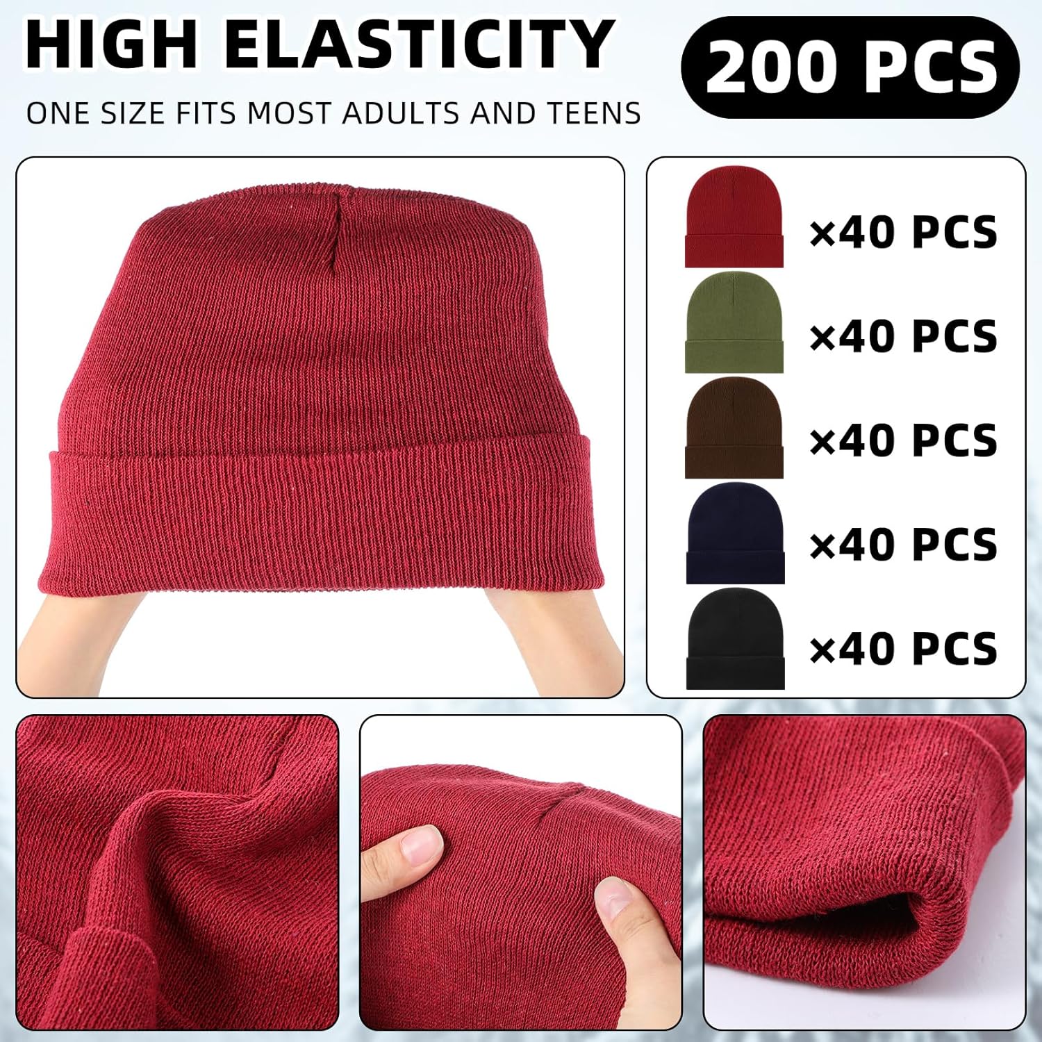 Toulite Bulk Winter Beanies for Homeless Donation Unisex Warm Knitted Beanie Hats Skull Cap - Image 3