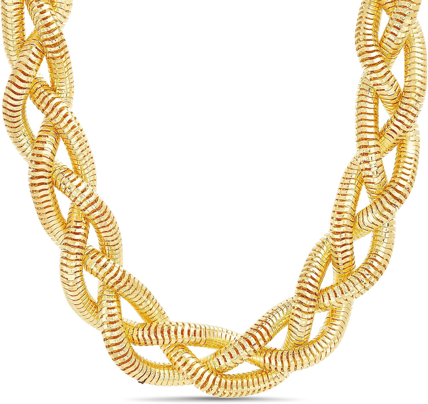 Nautica Braided Snake Chain Necklace for Women 14K Yellow Gold Plated Alloy 18 Inches