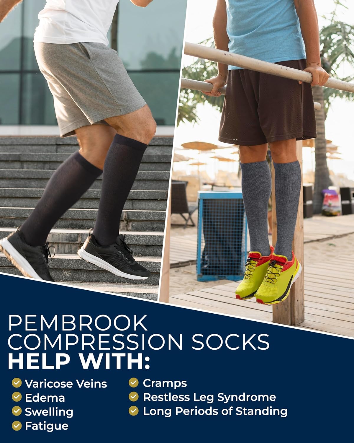 Pembrook Light Cotton Compression Socks for Men - 3 Pairs | 8-15 mmHg Light Compression Socks for Men, Comfort and Support - Image 4