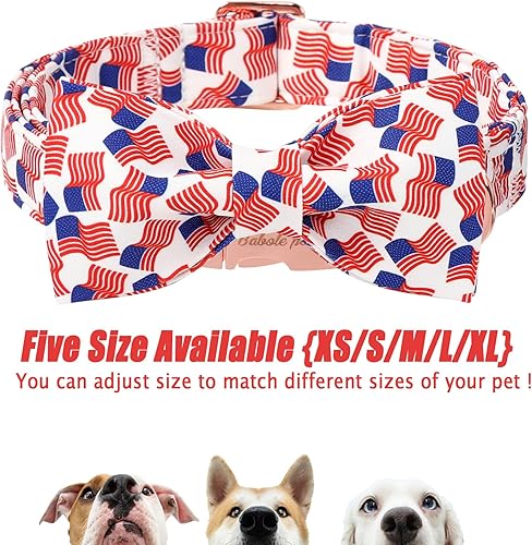 Miniatura 6 de Collar de perro con bandera estadounidense con pajarita, collar patriótico para perros pequeños, medianos y grandes, talla XS