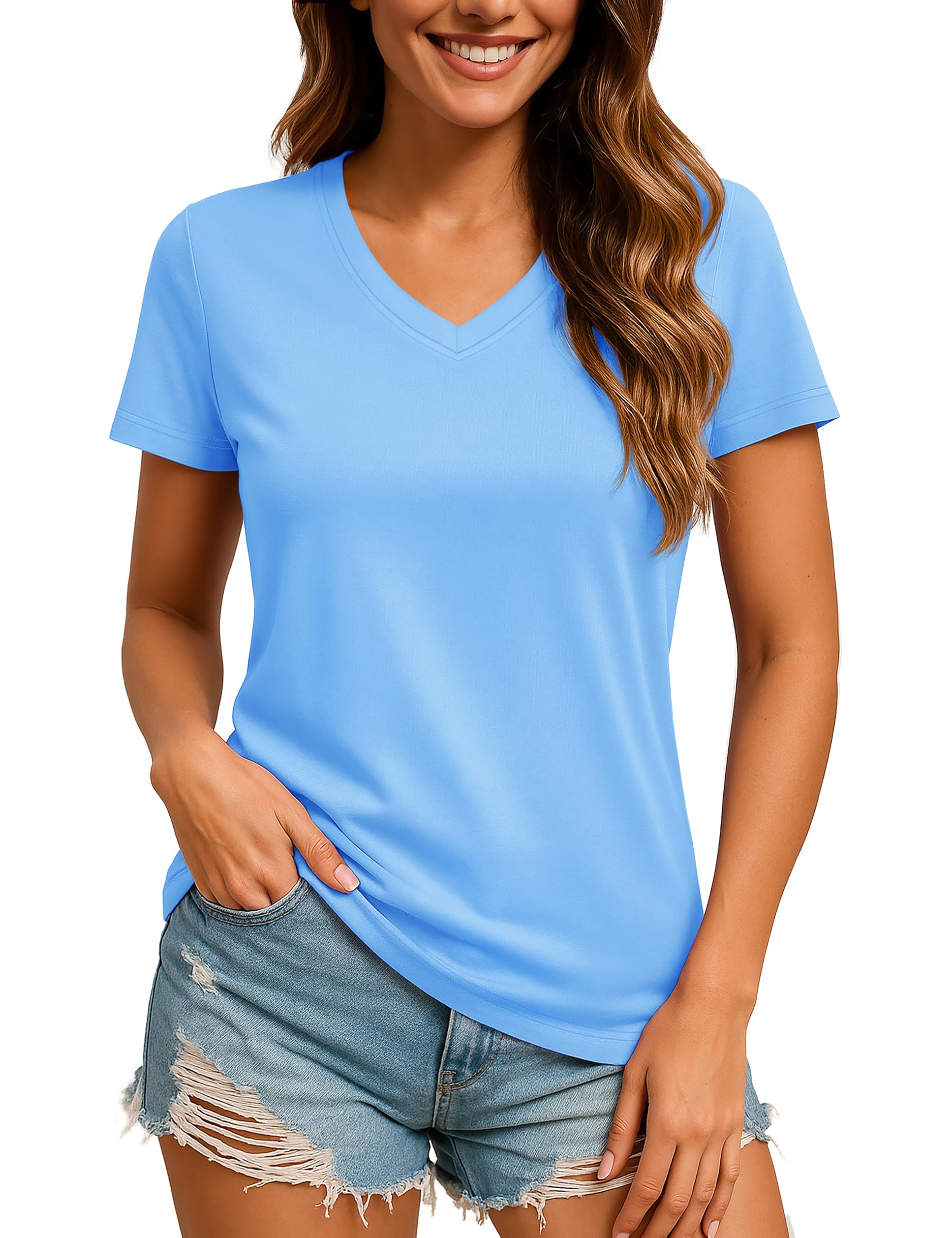 TACVASEN Women's Short Sleeve V-Neck T-Shirts Sun Protection UPF 50+ Workout Tops Quick Dry Hiking Athletic T Shirts