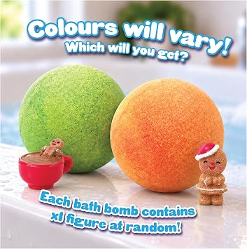 ZIMPLI - Christmas Surprise Bath Bomb Gingerbread, 1 of 6 Gingerbread Toys to Collect, One per Large Baff Bomb, Collectable Toy for Boys & Girls, Xmas & Birthday Gifts