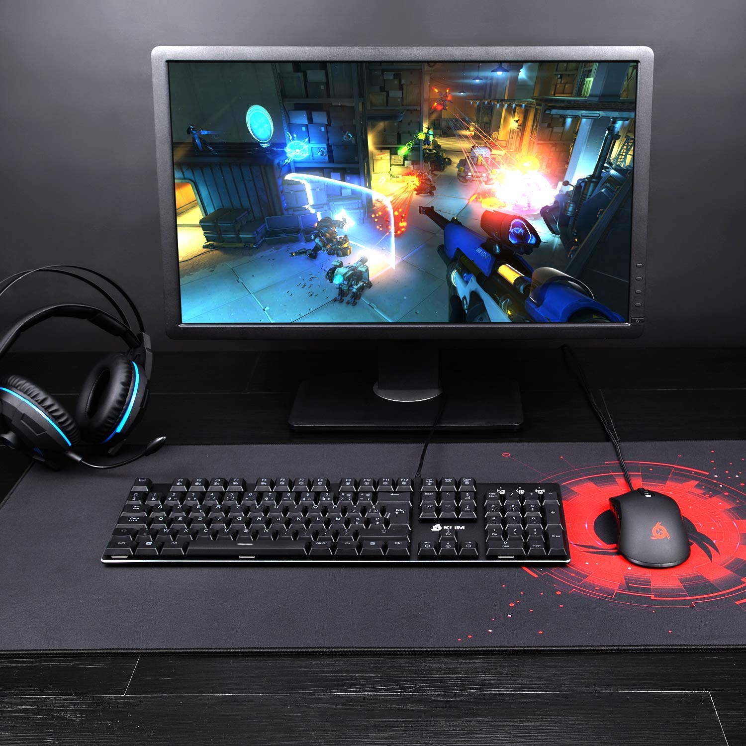 KLIM™ Dash - Nowość - klawiatura mechaniczna QWERTZ z czerwonymi przełącznikami o niskim profilu dla profesjonalistów i graczy - 10 lat - podświetlenie RGB - metalowa konstrukcja - pełna