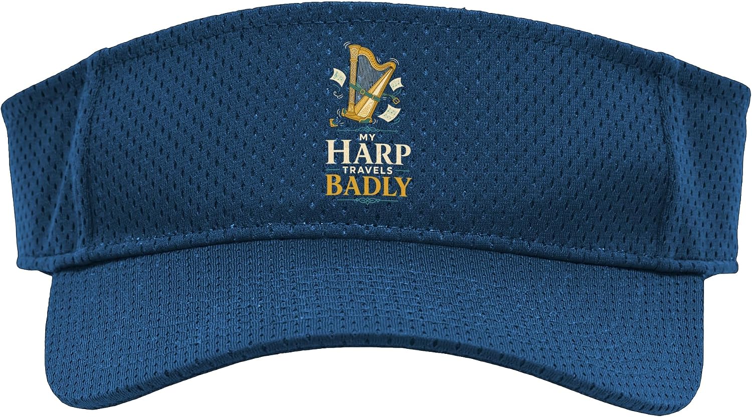My Harp Travels Badly Celtic Folk Music Instrument Player Sport Sun Visor