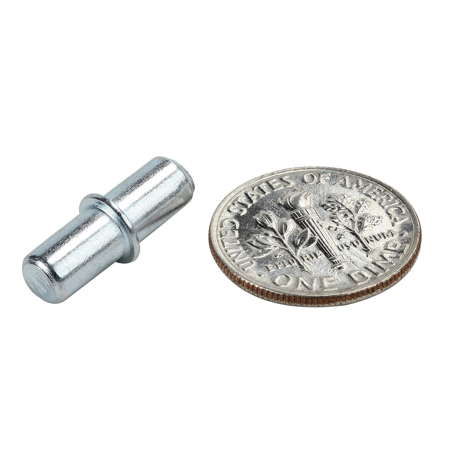1000 Pack Rok Hardware 5mm (13/64") Diameter Heavy Duty Divided Shelf Pins with Stop in Zinc Finish, Dual Sided Metal Dowel Cabinet & Book Shelves Pegs, Duplo Metal Shelf Clip, ROKSP5ZDUP