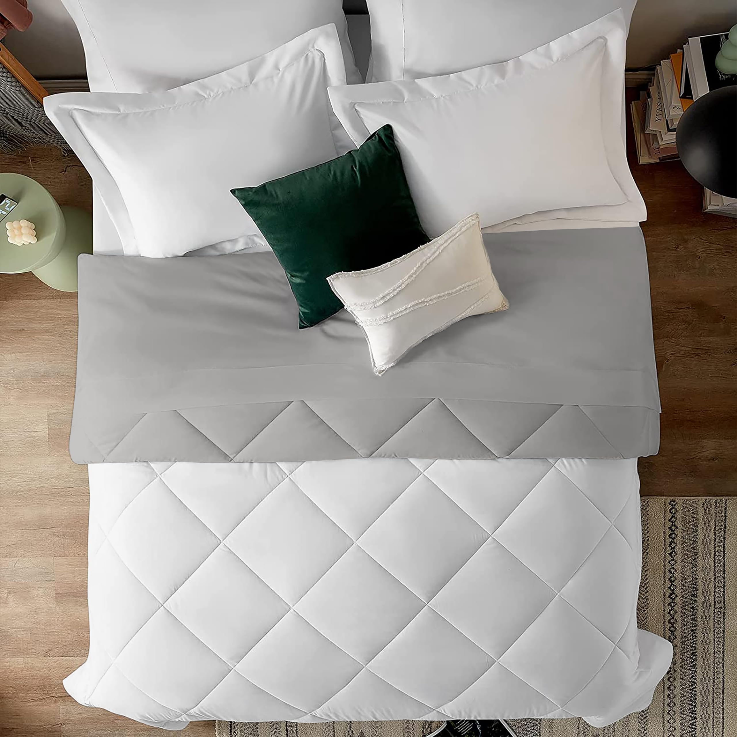EDMUND - 300 GSM Microfiber Duvet Reversible Comforter for Double Bed Comforter (90" x 100") Inches - 300 GSM Comforter | White&Silver-picture-19