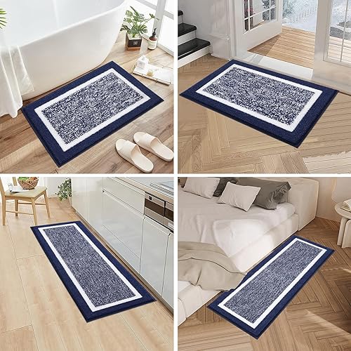 Miniatura 7 de Pauwer Juego de 3 tapetes de baño, alfombras de felpa antideslizantes, juego lanudo absorbente con contorno en forma de U para baño, dormitorio,
