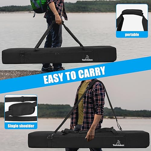 Miniatura 16 de 60" Multifunctional Tripod Bag, Heavy Duty Tripod Carrying Case with Dual Compartment for Music Stand, Mic Stand, Speakers Stand, Tripods, Lights