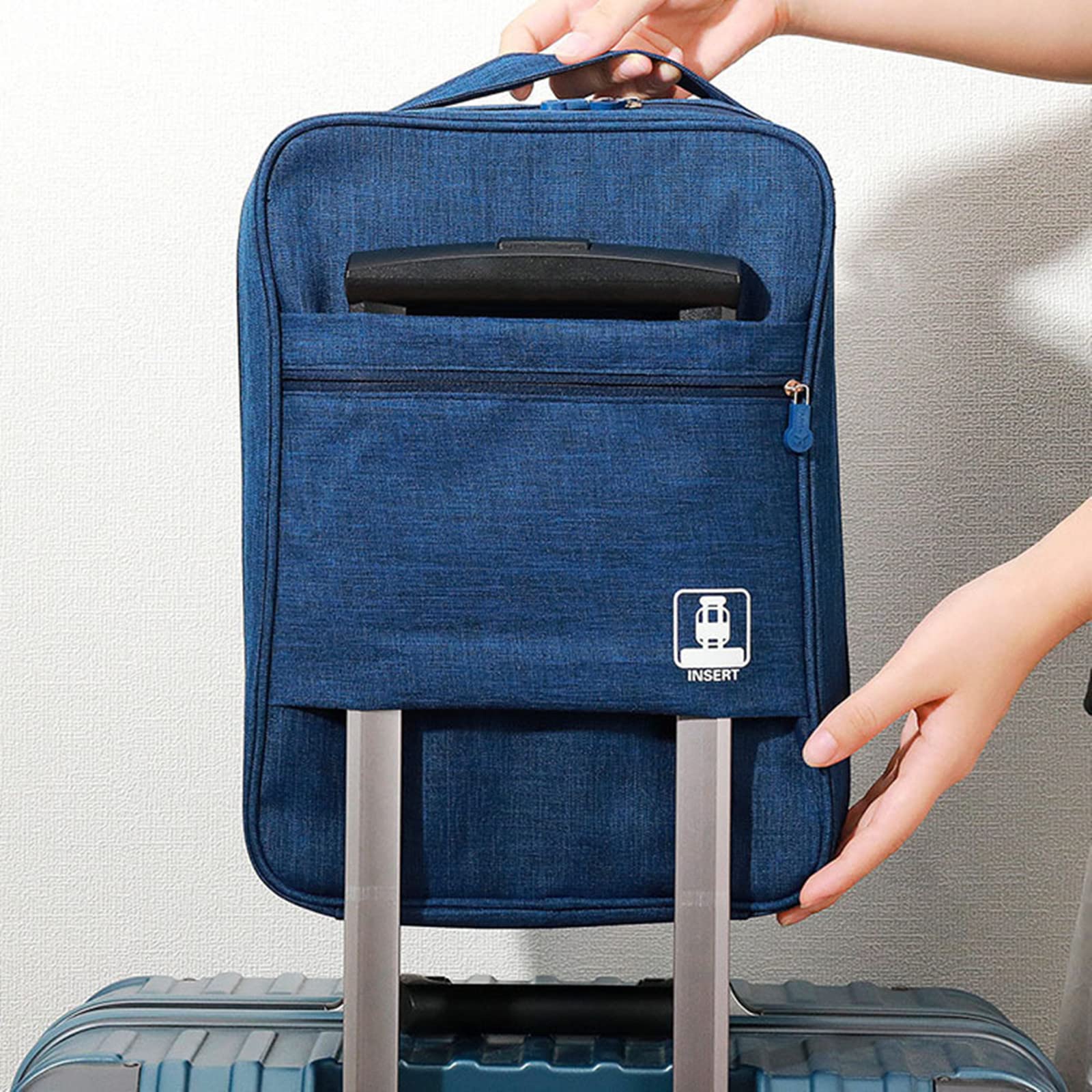 Borsa da viaggio per scarpe impermeabile, per scarpe da viaggio, può contenere 3 paia di scarpe portatili e custodia per uso quotidiano con manico, Navy, L
