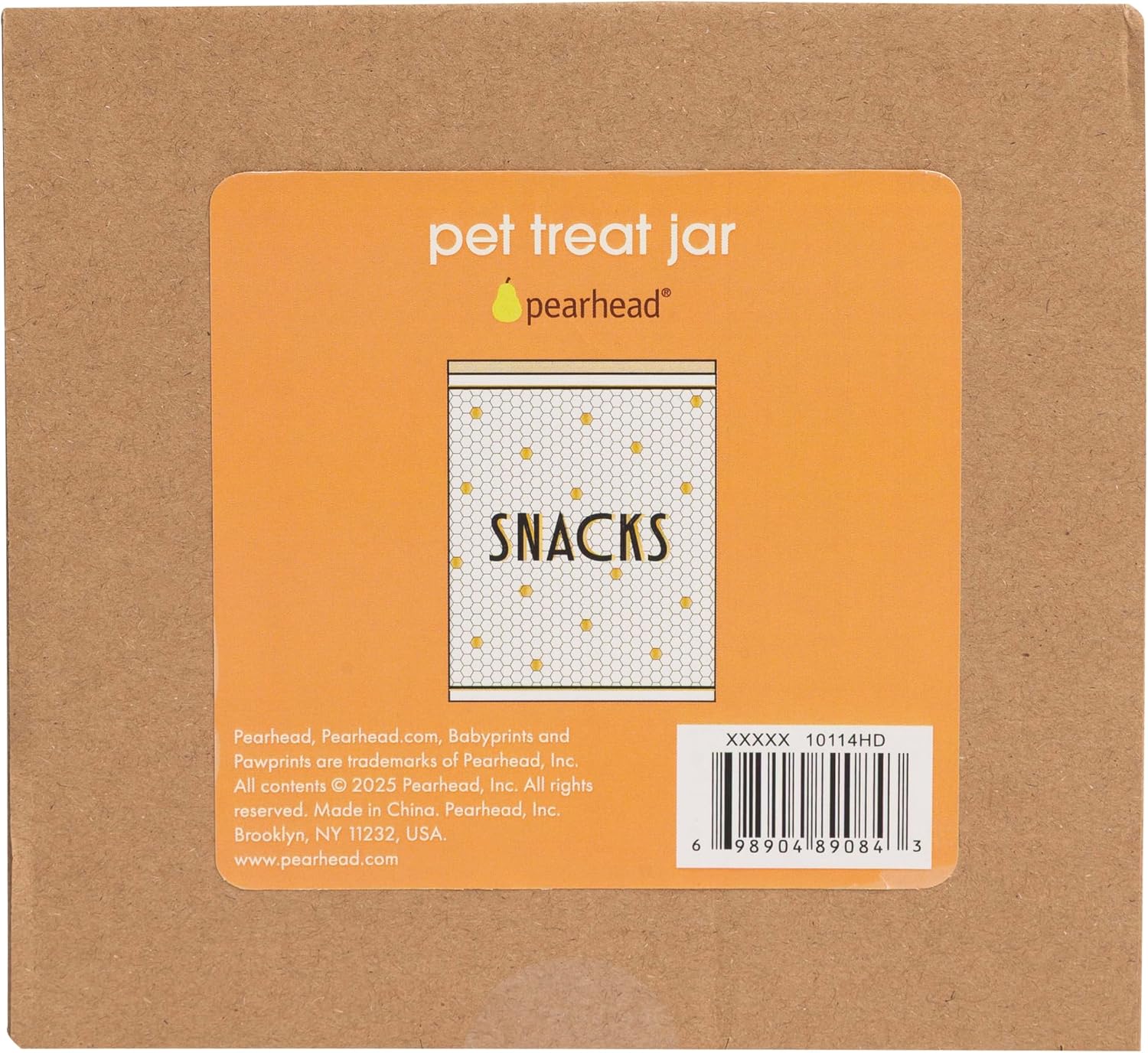 Pearhead Ceramic Dog Treat Jar with Wooden Lid – Bistro Tile Dog Biscuit Container for Countertop, Airtight Stoneware Pet Treat Storage Canister for Puppy Treats & Training Rewards (Pack of 2)
