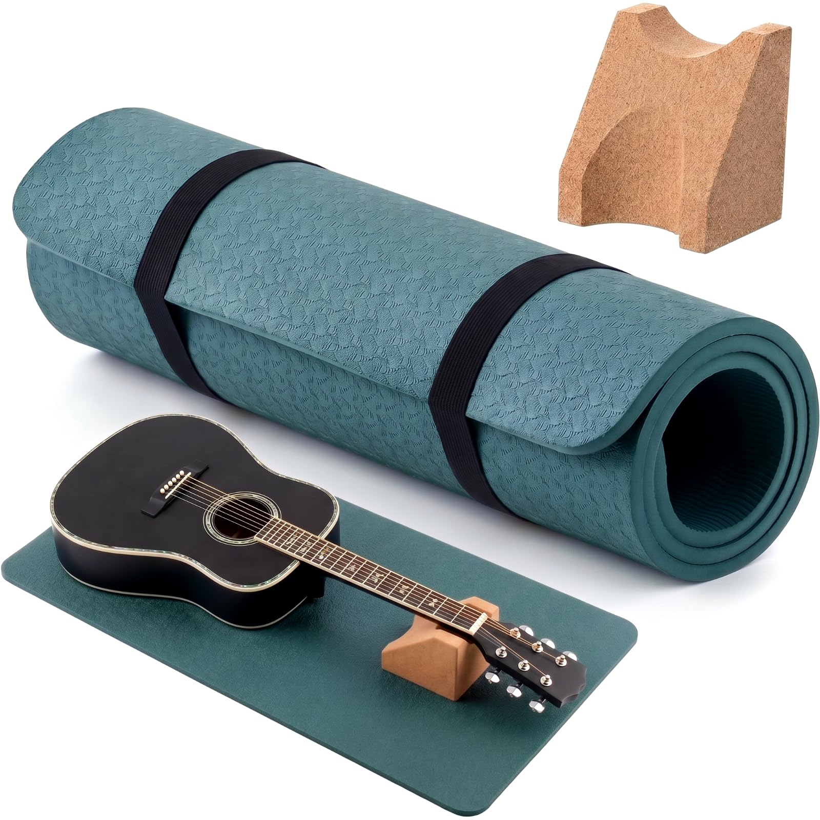 Klyyo 41 In Guitar Mat with Neck Rest, 8mm Extra Thick TPE Non Slip,Green