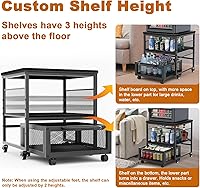Vista 6 de 21x21in Mini Fridge Stand with Storage, Heavy Duty Mini Fridge Table with 4 Lockable Wheels for Coffee Bar 220LBS Compact Beverage Refrigerator
