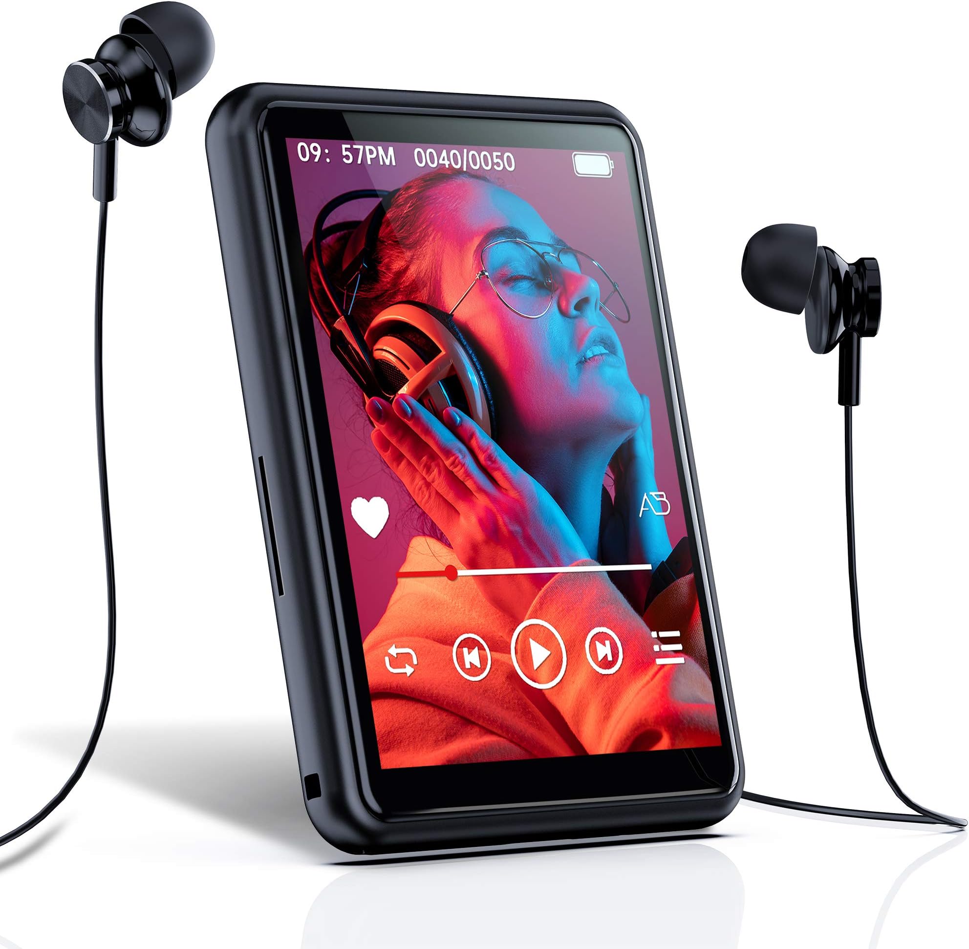 MP3 Player with Speaker MP3 Player with Bluetooth Touch Screen MP3 Player Portable MP3 Player High Fidelity Lossless Sound FM/Recording/Video/E Book/TF Card Support/16GB 2.4" Full Touch Screen
