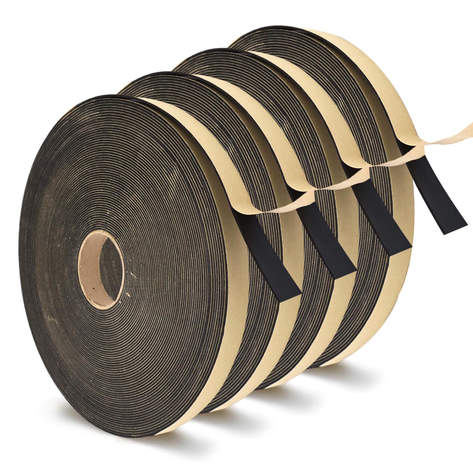 4 Rolls Black Foam Seal Tape, 15 Meter Window Seal Door Insulation Strip Sealing Self Adhesive Weather Stripping Door Seal Strip Car Speaker Sealing Tape