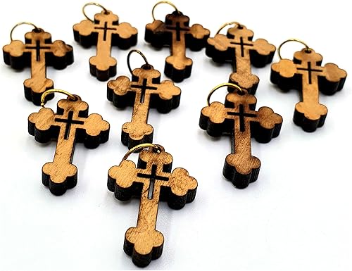 Miniatura 17 de Zuluf Small Laser Cut Wooden Charms Pendants from Jerusalem Holy Land – Christian Rosary & Jewelry Making Supplies – Mini Authentic Bethlehem Crafts